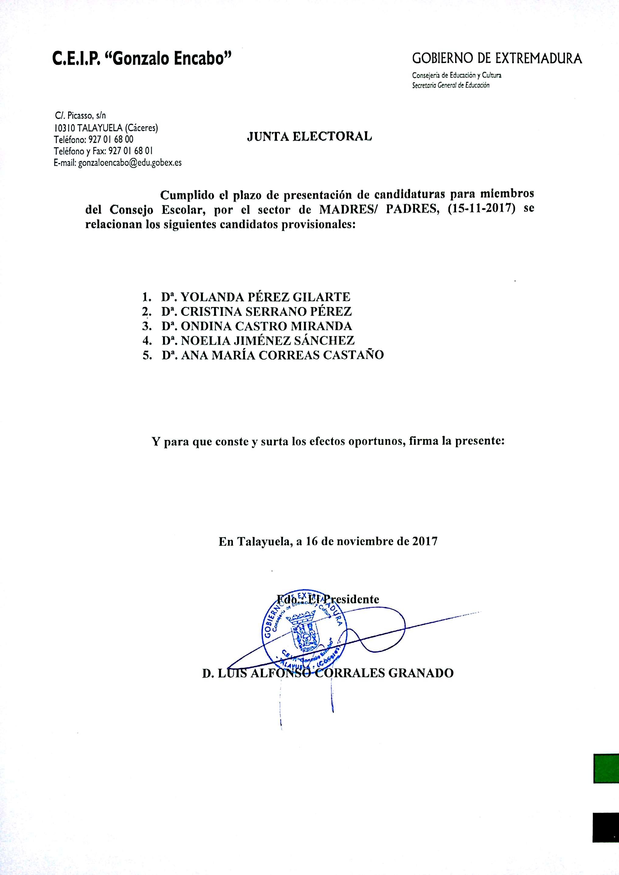 provisionales familias