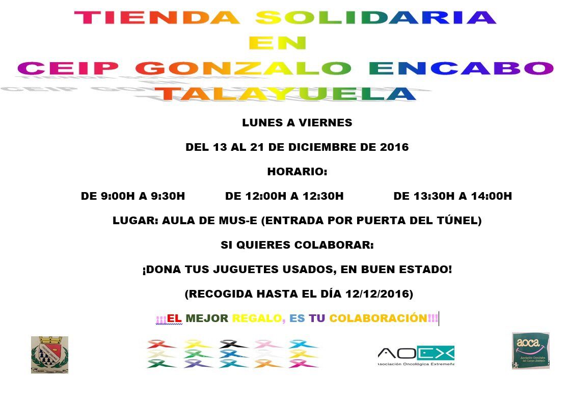 CARTEL HORARIOS TIENDA SOLIDARIA
