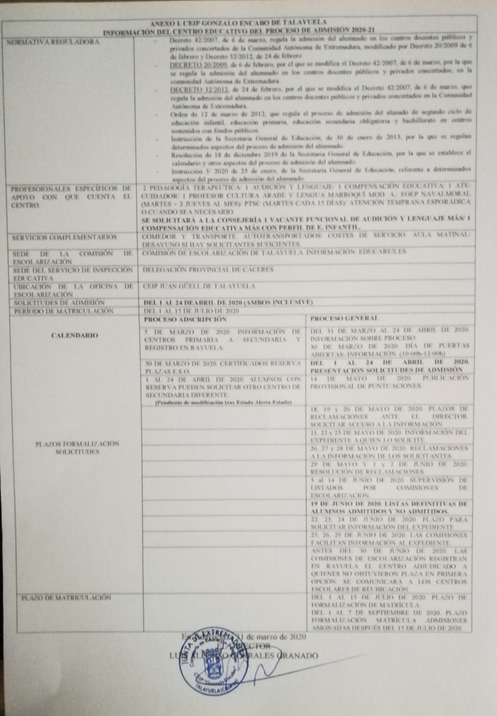 ANEXO II. INFORMACIÓN CENTRO 2020 21